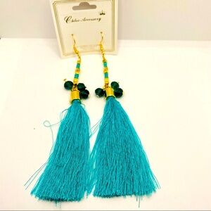 Earrings Tassel deep green Pierced! BRAND NEW!
